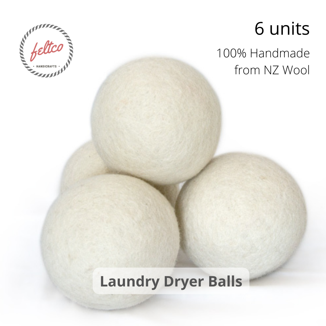 Feltco® Laundry Wool Dryer Balls - 6 pack - Natural White - Image 2